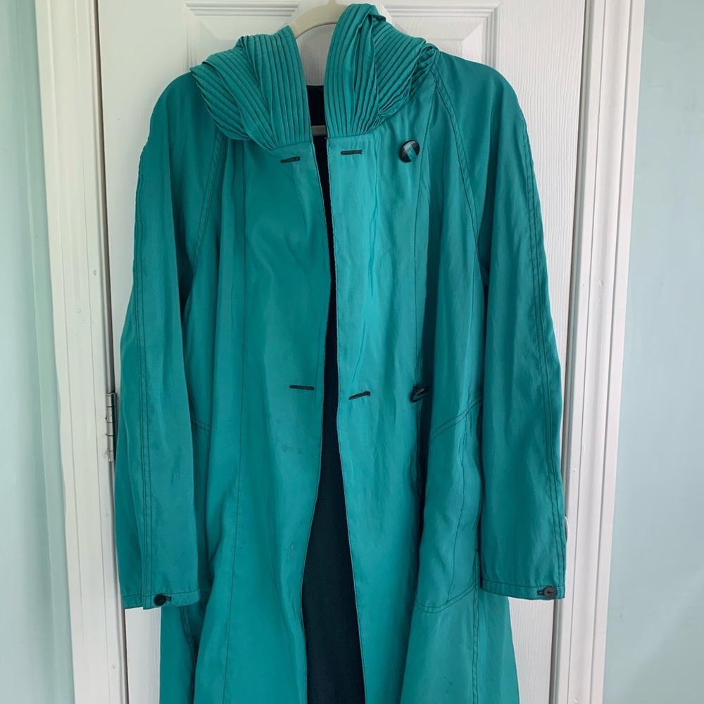 Turquoise Hooded Rain Jacket